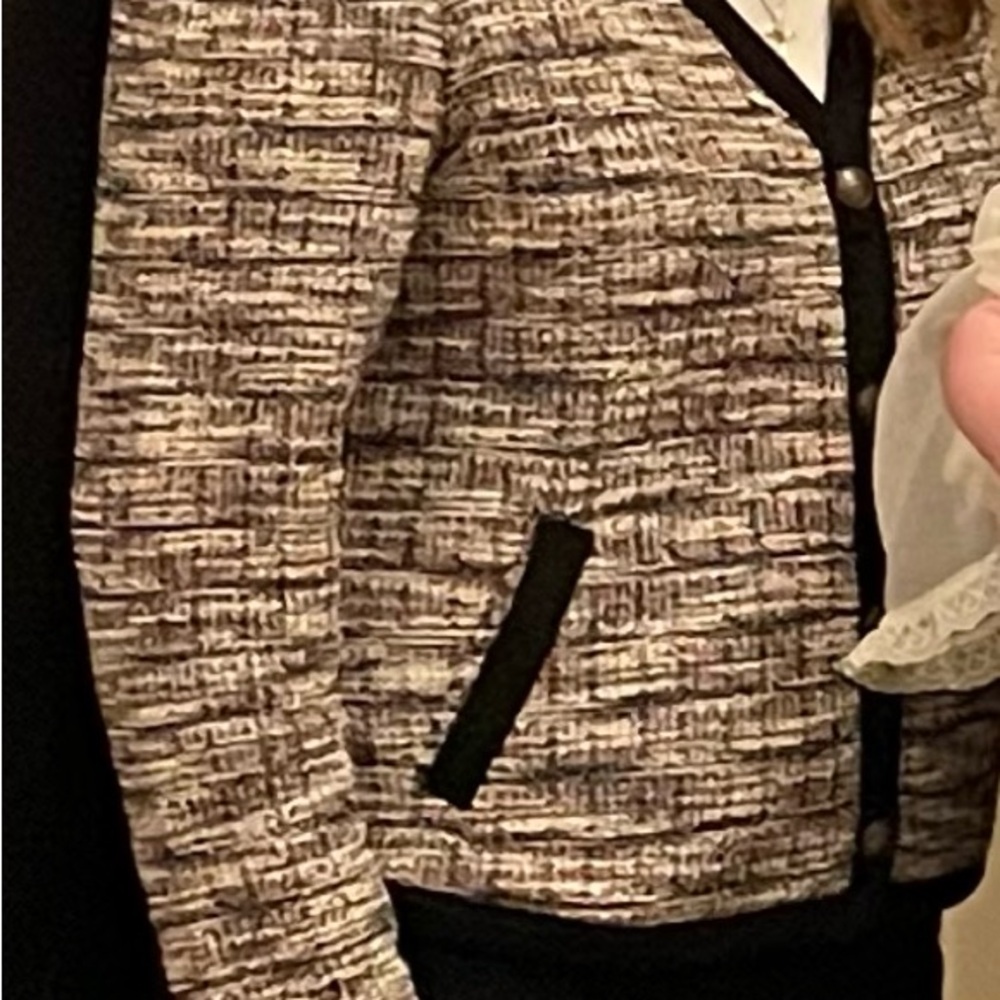 Maurices Black, White and Burgundy Blazer with Textured Pattern